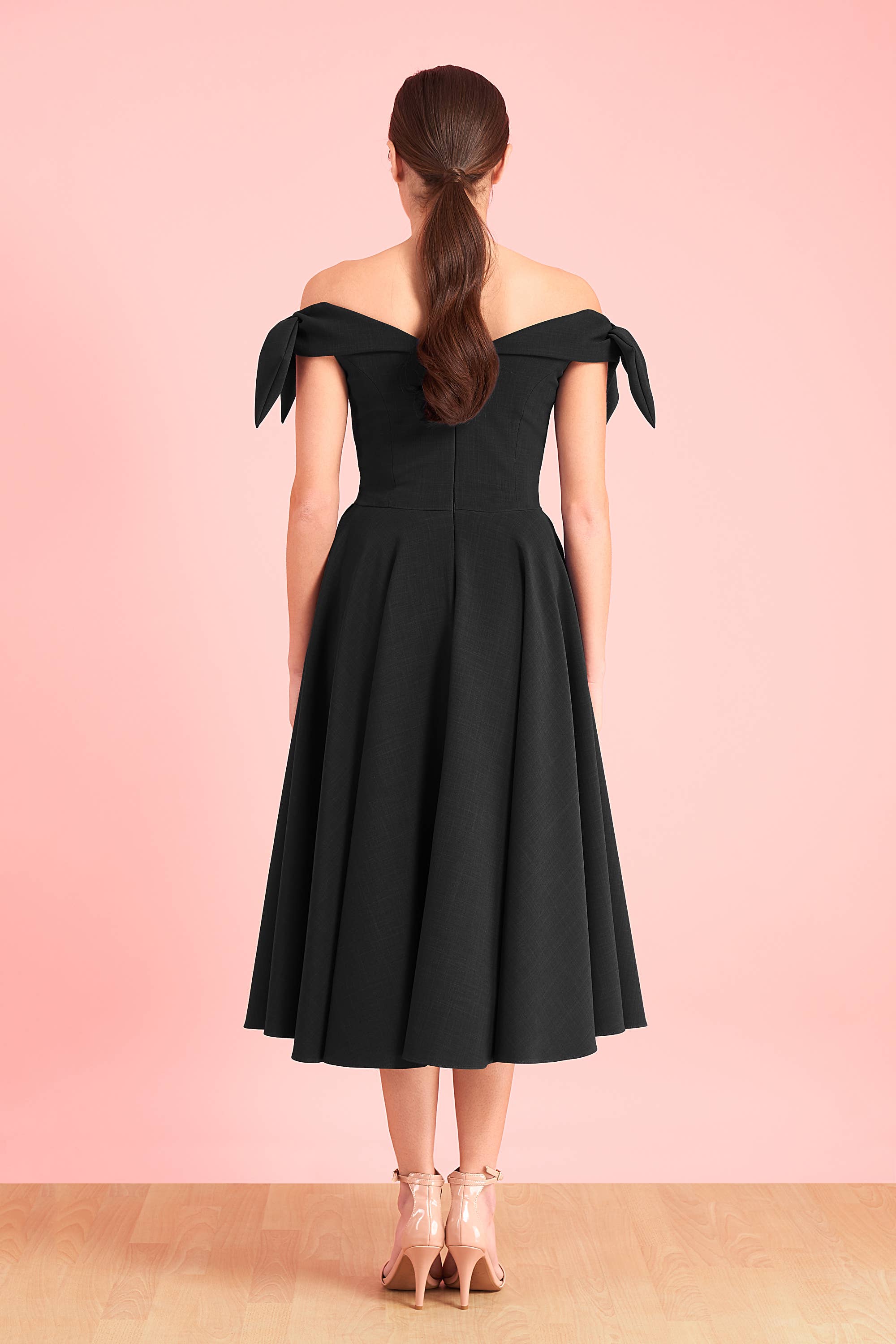 The Pretty Dress Company - Wholesale Dress - Women's - Tilly Off The Shoulder Bow Midi Dress1
