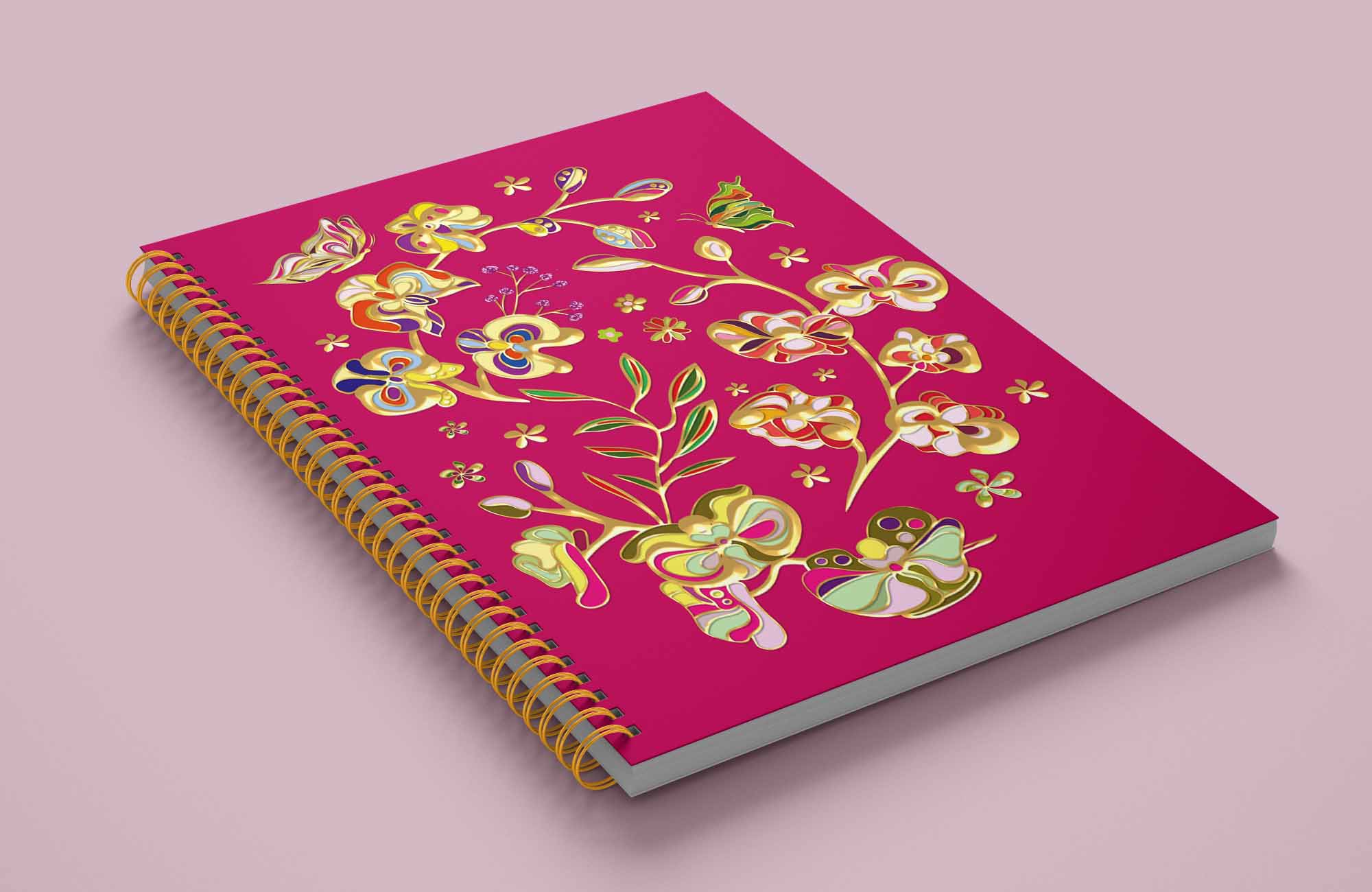 Oditti - Wholesale Notebook - Gold Foil Floral A5 Notebook1