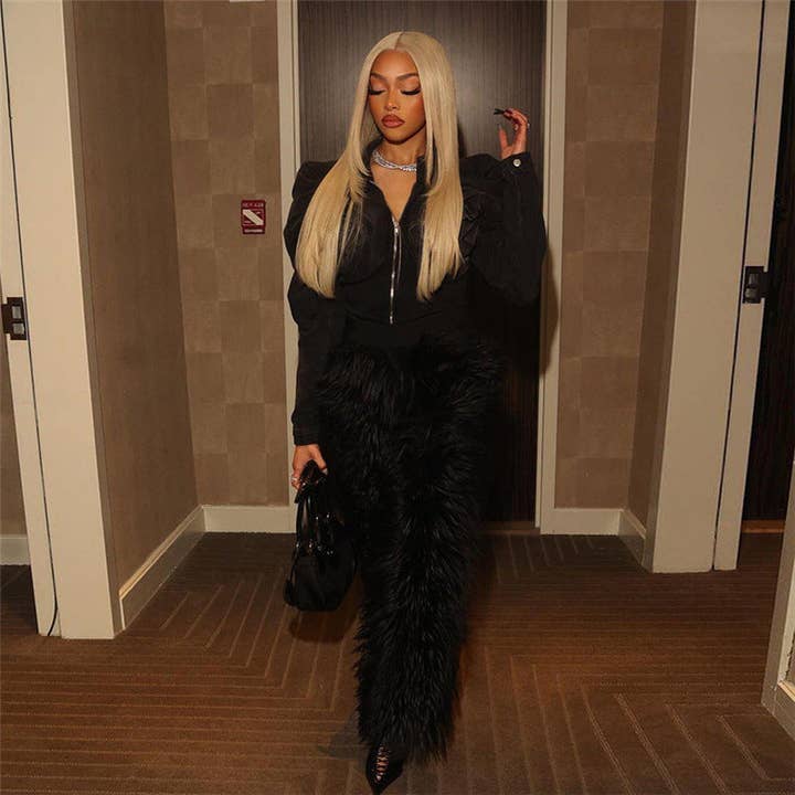 MB Fashion Wholesale - Wholesale Pants - Women's - MB FASHION CASUAL HIGH WAIST FUR PANTS 6191LY3