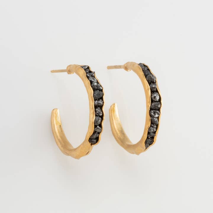 Austin Titus Studio - Wholesale Hoop Earrings - Groove Hoops with Raw Diamonds0