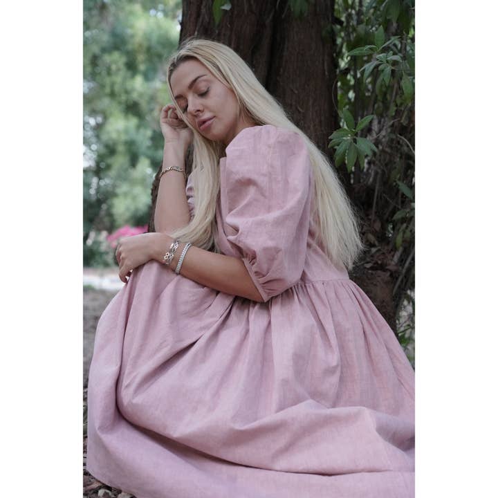 hybella – Engroshandel Kjole - Dame – Midi Natural Peach Frugt farvestof Khadi Zero Affald Smock