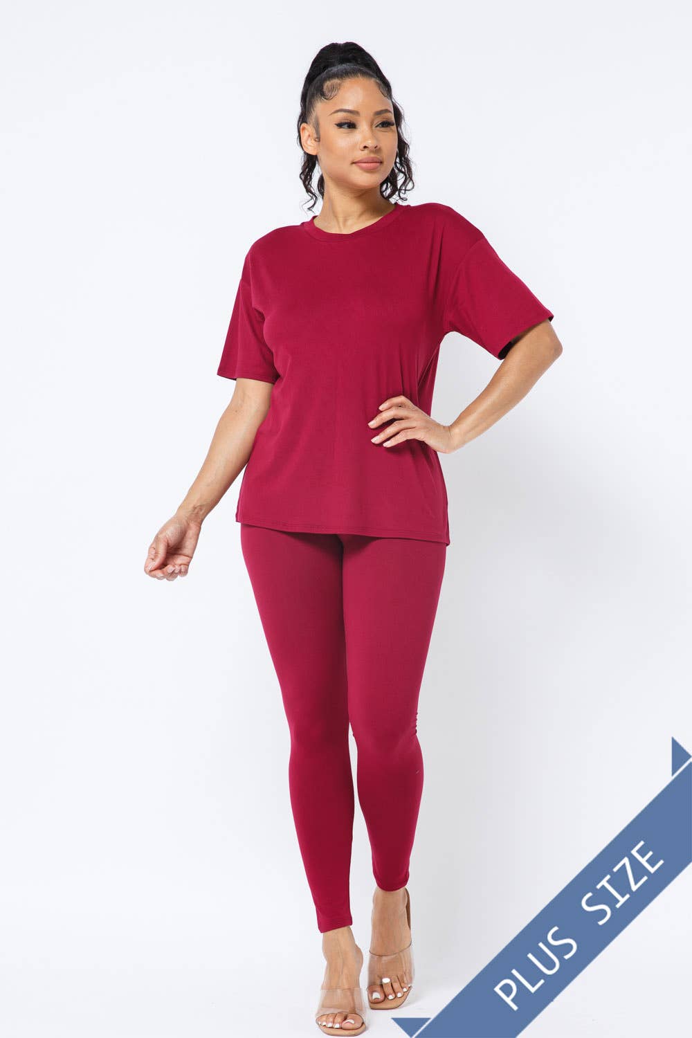 Julia by LoveJ - Wholesale Top & Pant Set (NOT Loungewear) - Women's - Plus Size Brushed Dty Round Neck Top Leggings Set24