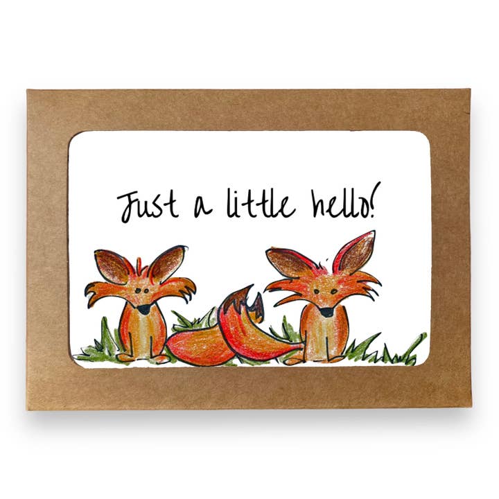 Fox Friends Note Cards, A Little Hello | Boxed Set of 8 for wholesale by Whimsicals Paperie