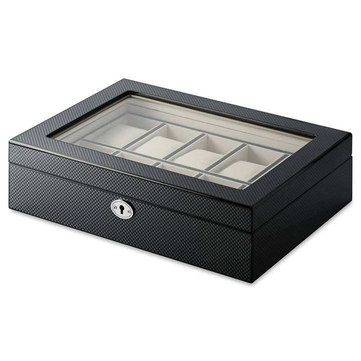 Kennett 10-Slot Wooden Watch Box – Carbon Fibre Finish for wholesale by Kennett