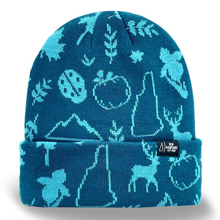 Bonnet en tricot avec icônes de l'État du New Hampshire pour voyage, randonnée, aventure en plein air, souvenir cadeau. pour la vente par Northern Icons Creations INC
