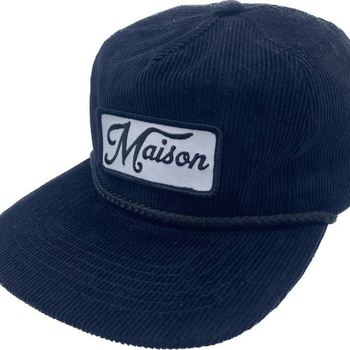 Casquette à bouton-pression en corde unisexe Maison Corduroy avec écusson personnalisé pour la vente par Maison Apparel