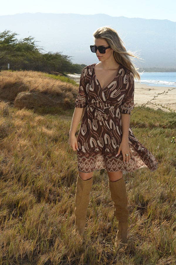 Ambiente - Wholesale Dress - Women's - V-NECK PRINT DRESS - D2023LA0244