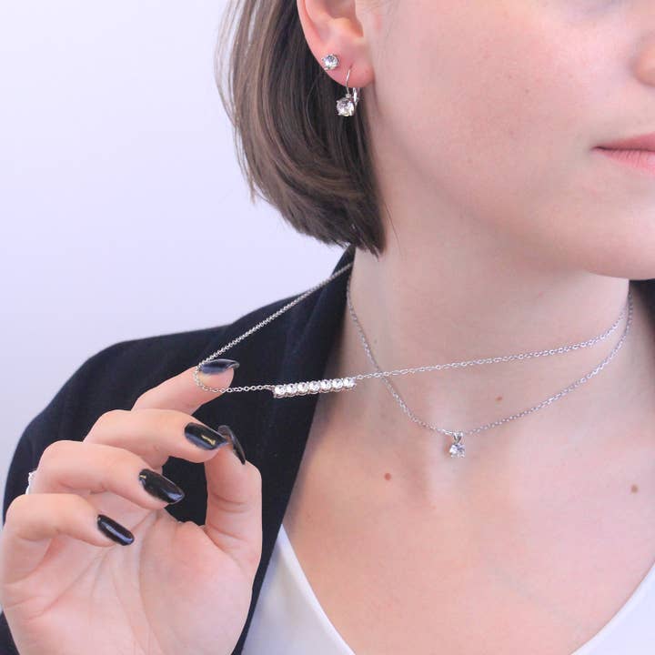 CARALI / MYC Paris - Wholesale Locket Necklace - Myriad Birthe Stone Pendants - Silver and Crystal