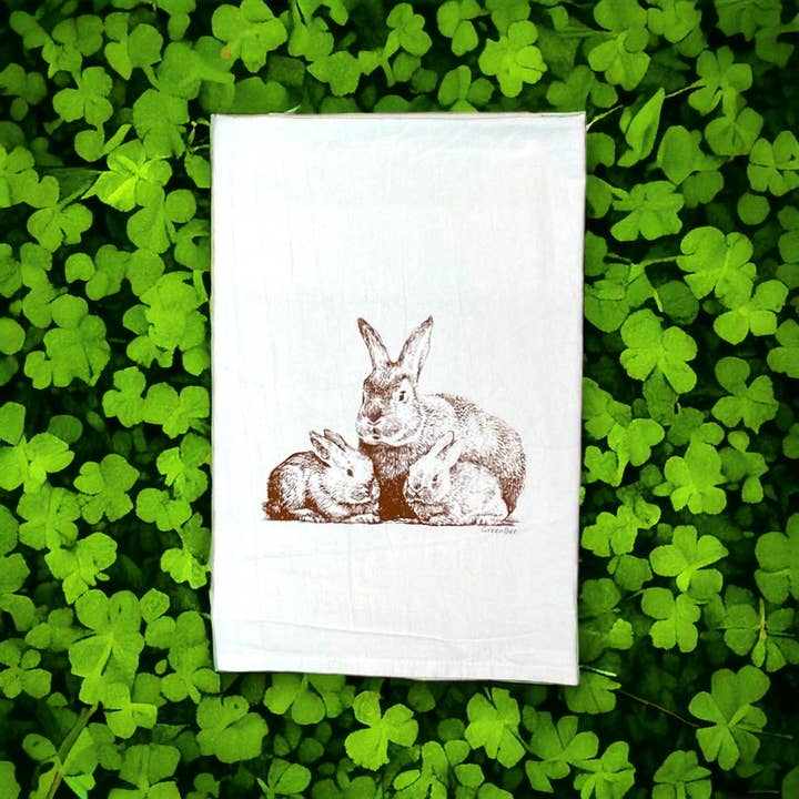 Green Bee Tea Towels - Wholesale Tea Towel - Easter Bunny Dish Towel | Tea Towels | Rabbit Kitchen Towels