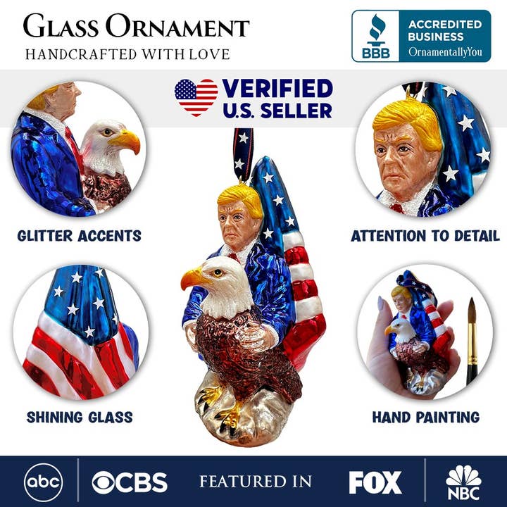 OrnamentallyYou - Wholesale Ornament - Exclusive Premium President Trump Glass Christmas Ornament2