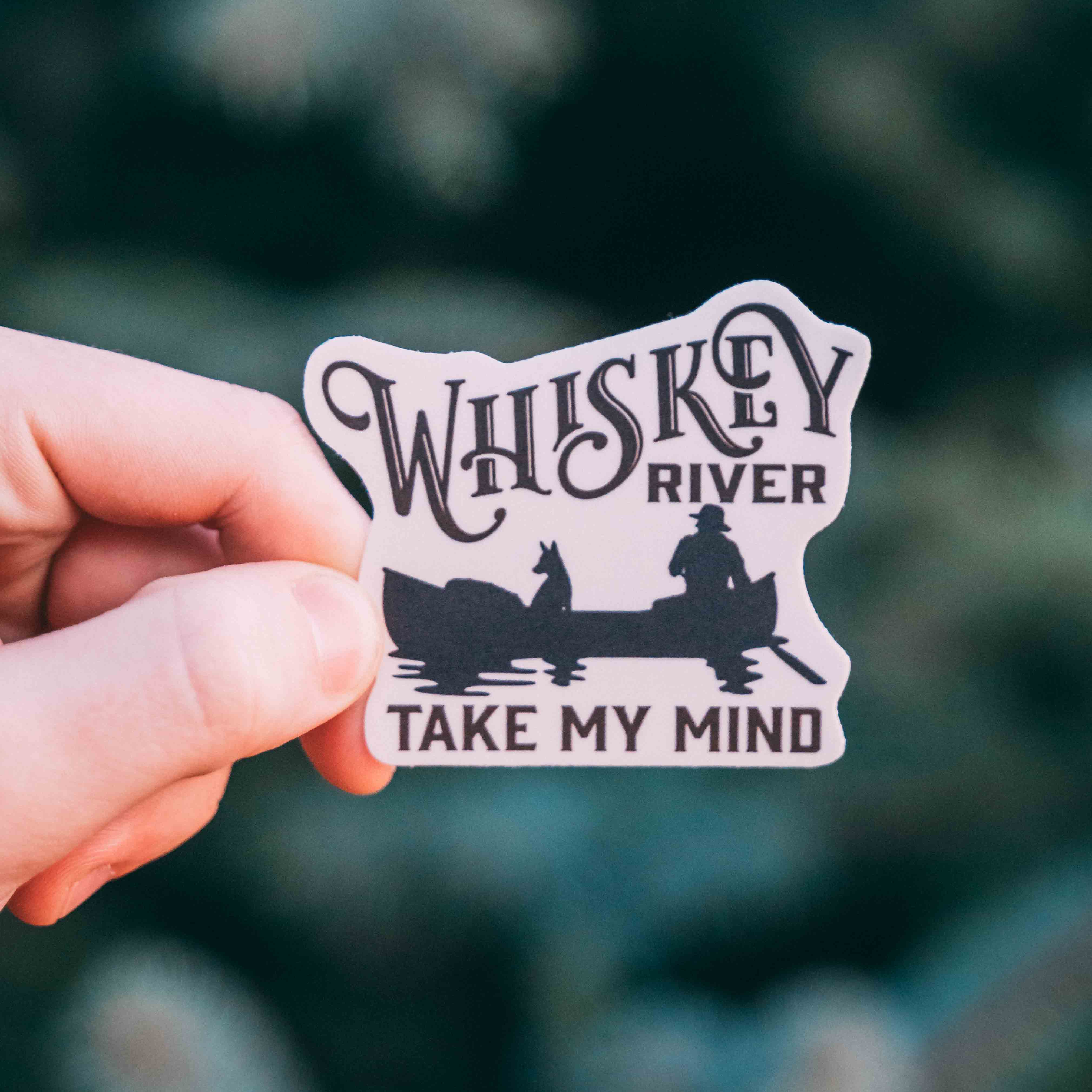 Hey Bear Outdoors - Wholesale Sticker - Whiskey River Take My Mind Canoeing with Dog Sticker0