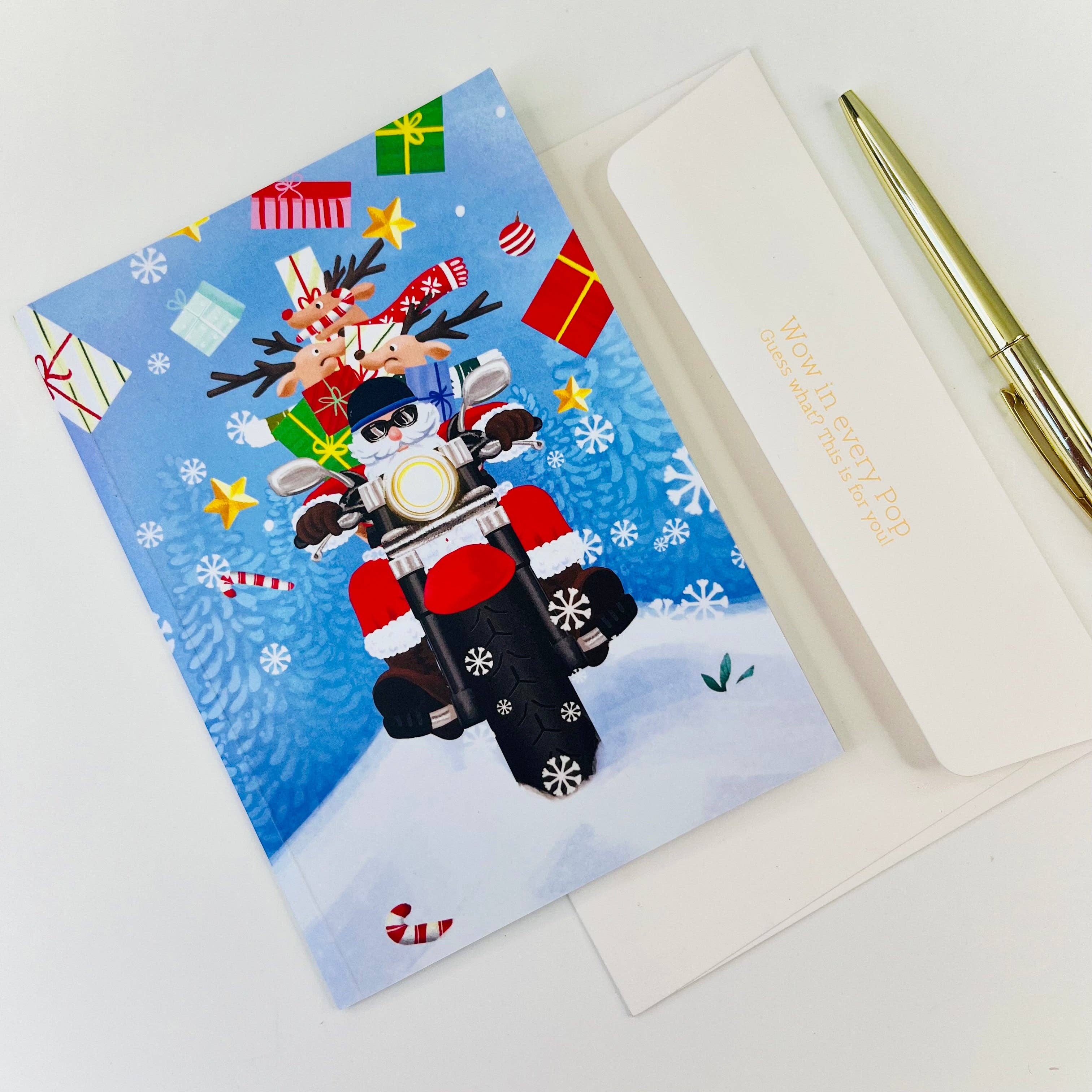 The Paper Mix – wholesale Christmas card – Santa Claus Riding Motorcycle 3D Pop Up Greeting Card5