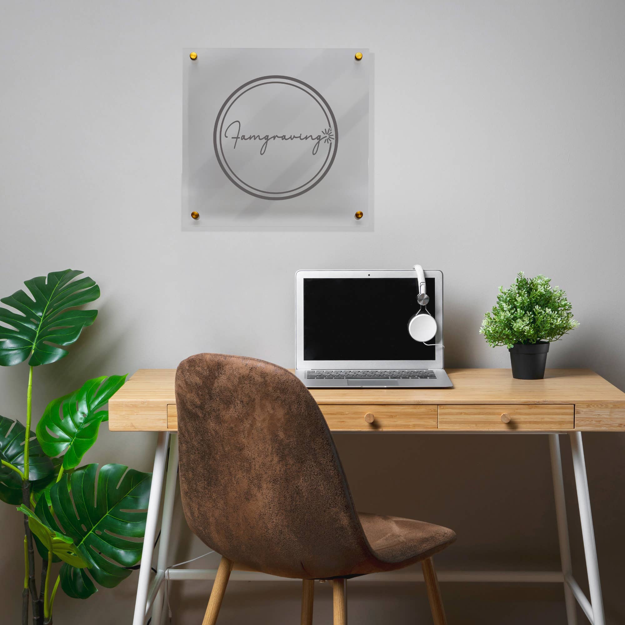 Famgraving - Wholesale Clipboard - Custom Acrylic Business Floating Logo Wall Sign Plaque2