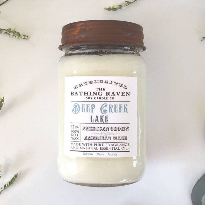 Deep Creek Lake | Farmhouse Mason Collection Soy Candle for wholesale by The Bathing Raven Candle Co.
