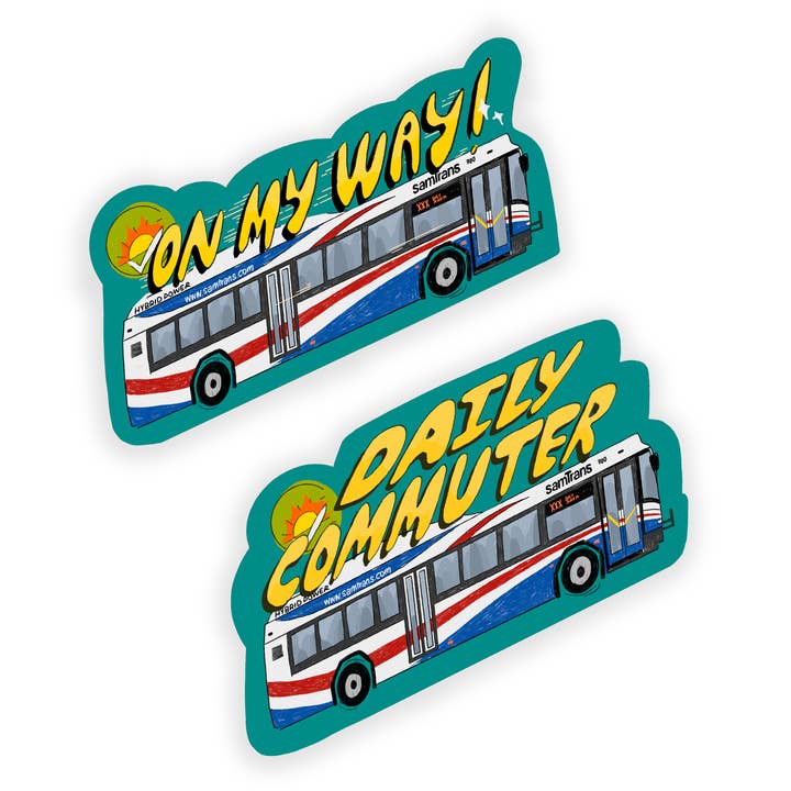 Autocollant en vinyle mat SamTrans Bus Bay Area Public Transit pour la vente par Bionyo Illustrations