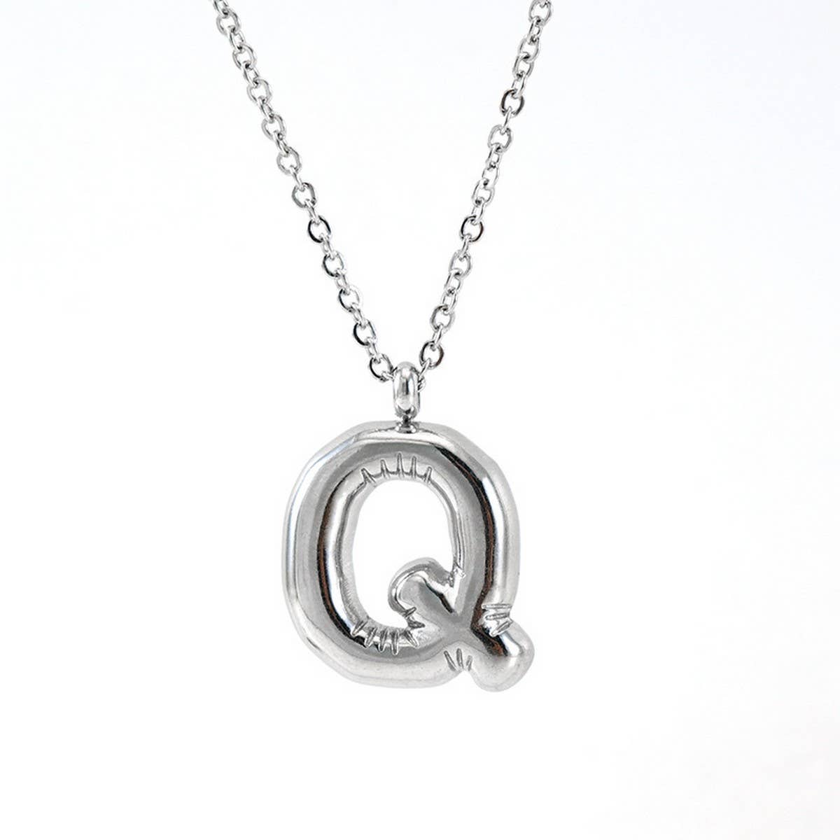 NINEXIS - Wholesale Pendant/Charm Necklace - CWAJE1946_Steel Color Bubble Letter Necklace16