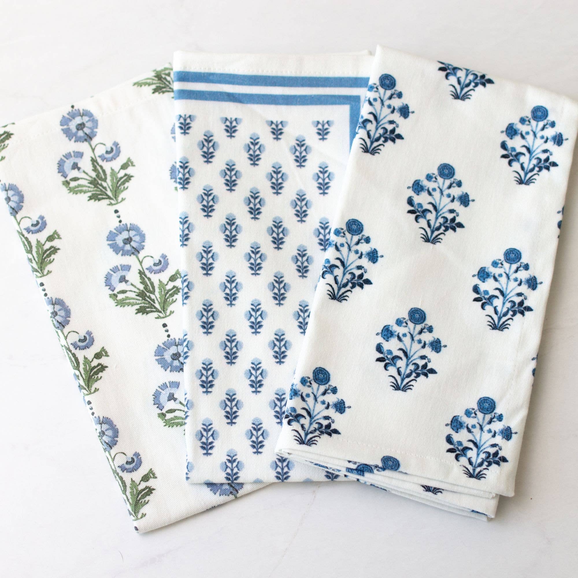 Tajik  Home  LLC - Wholesale Dinner & Cloth Napkin - Amalthea Blue Handcrafted Block Print Napkins - Set of 44