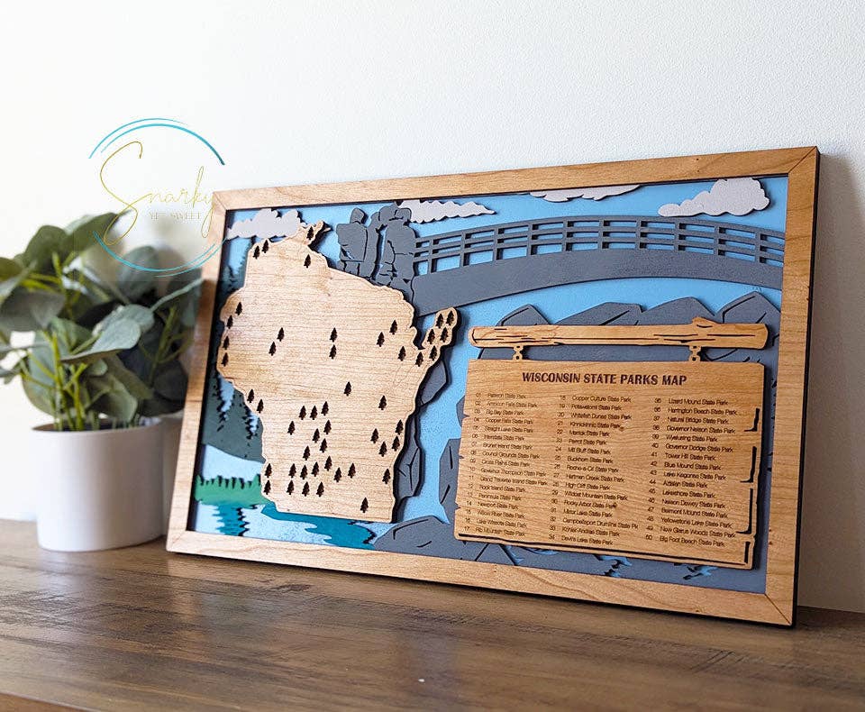 Roots & Routes Co - Wholesale Map - Wisconsin State Parks Travel Map, State Parks Marker, US Travel Map, family road trip tracker, travel home decor, gift for hiker, retirement6