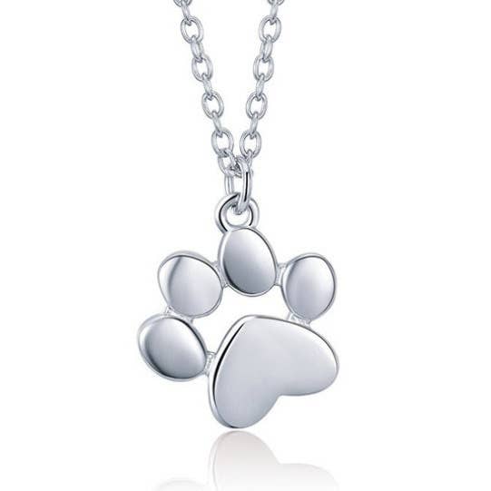 Wunderia – Colar pingente/pendente por atacado – Colar dog love de prata esterlina 925 com pingente pata de cachorro1