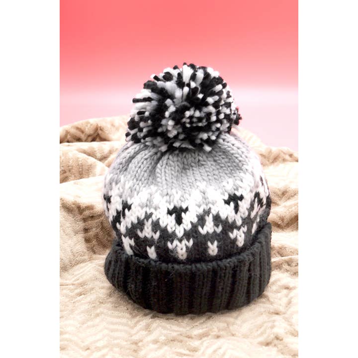 JOSSLYN by wall to wall - Wholesale Beanie - Women's - CHEVRON KNIT POM BEANIE | 40BN9079