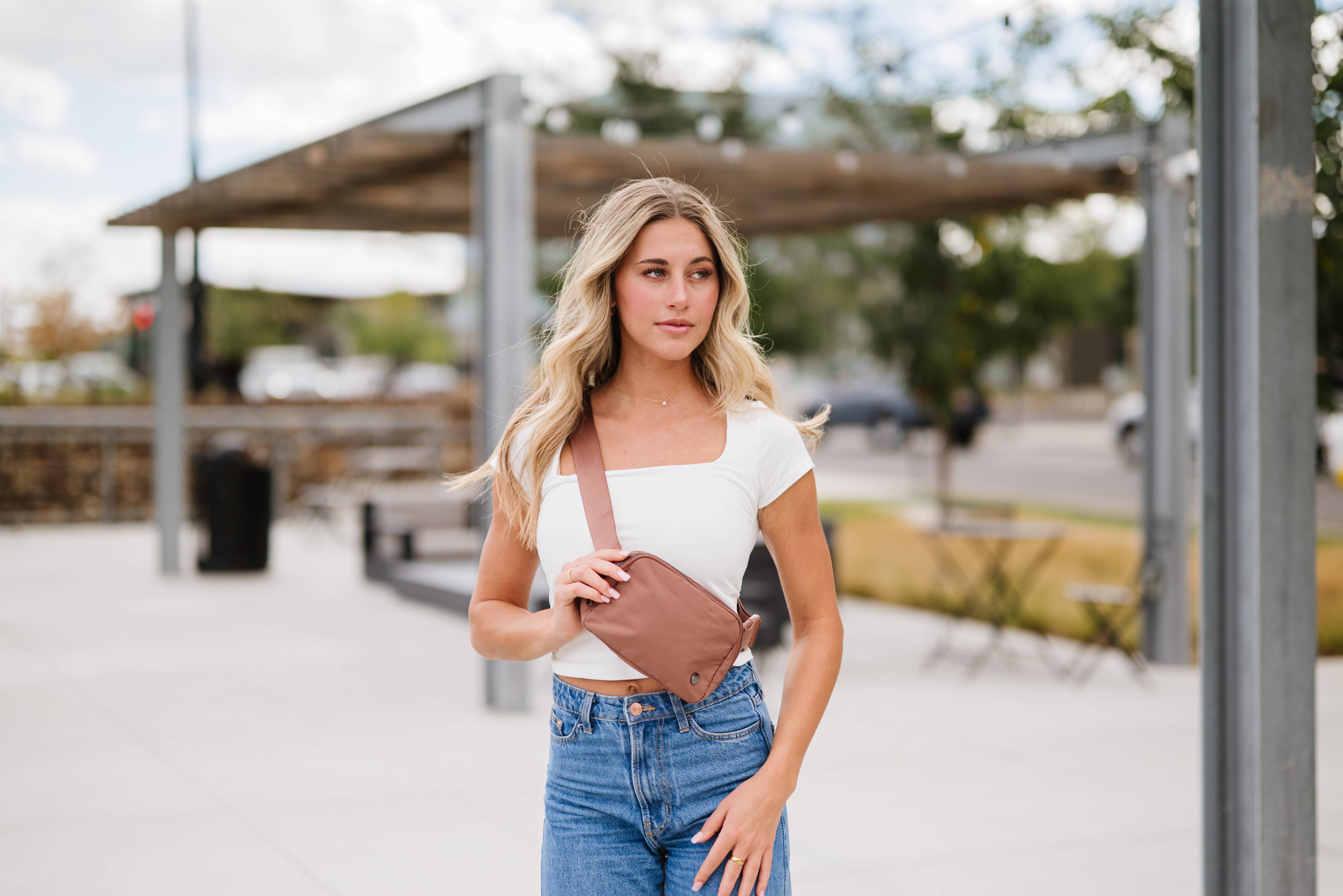 The Classy Cloth WS - Wholesale Belt Bag - Women's - Nylon Belt Bum Bag - Mocha RTS5