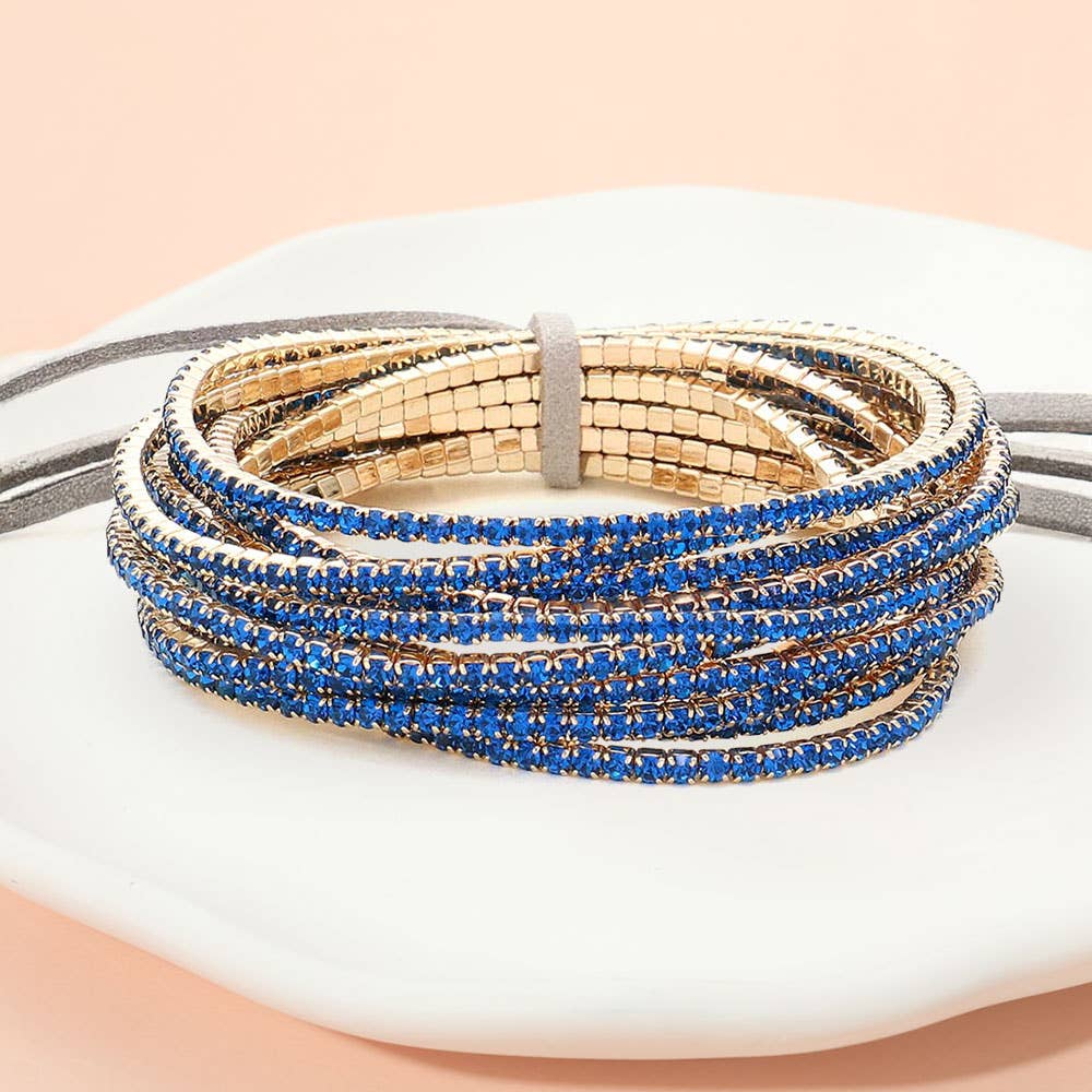 Sensibling Corp. - Wholesale Jewelry Set - 12PCS - Ribbon Pearl Rhinestone Layered Stretch Bracelets11