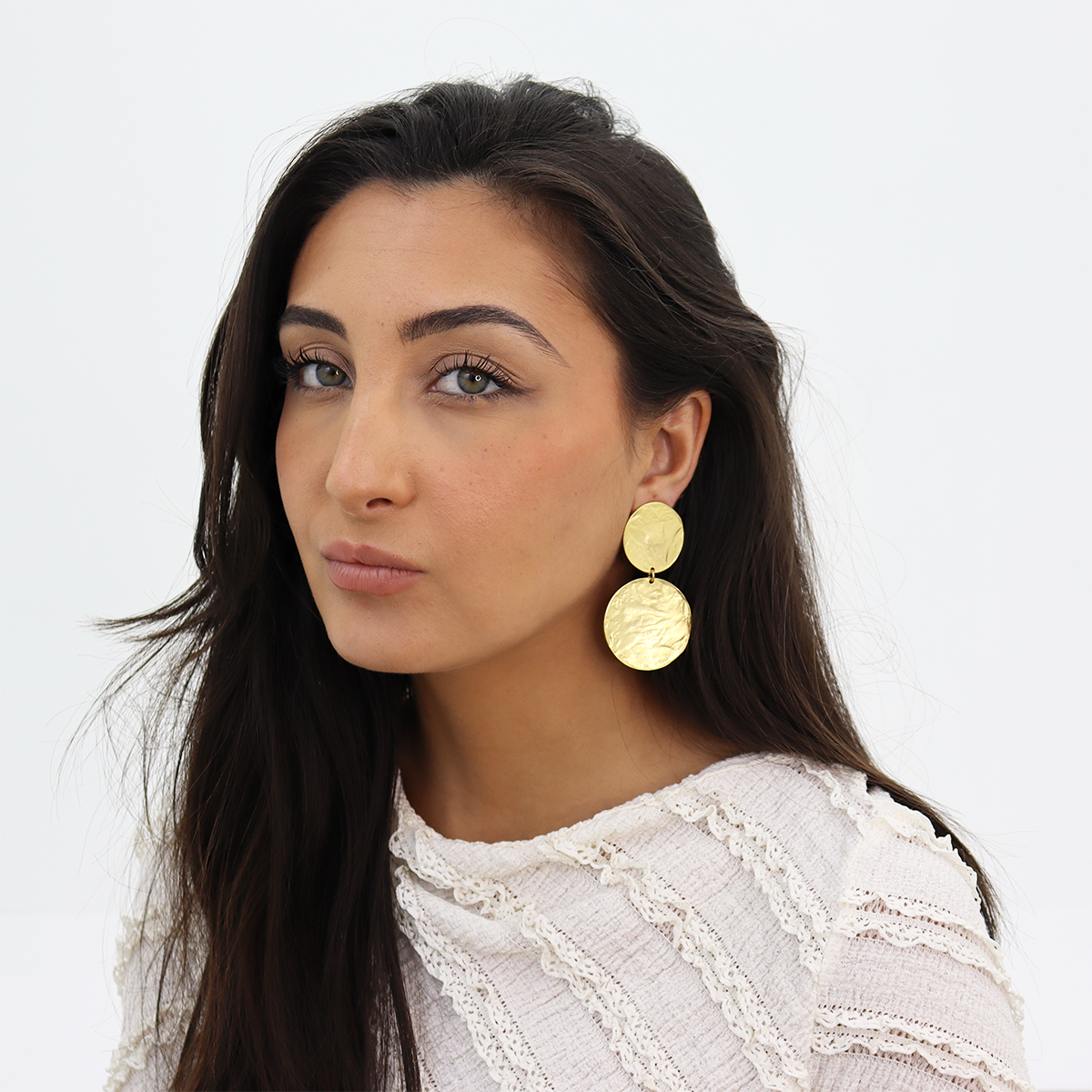 KARINE SULTAN - Vente Boucles d'oreilles à clip - Boucles d'oreilles clip en double disque audacieux - Plaqué or 24K1