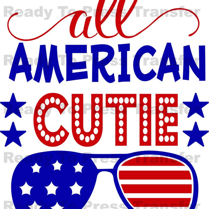 All American Cutie Sunglasses Sublimation Transfer - T178 for wholesale by BreezePrintCo