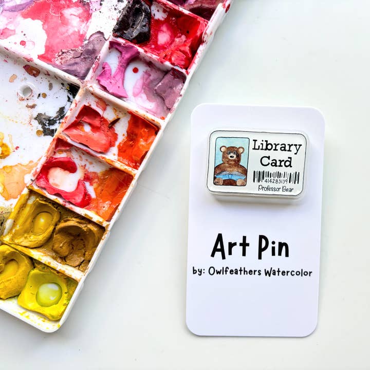 Cartão de Biblioteca do Urso – Arte Vintage de Animais Literários por atacado de Owlfeathers Watercolor