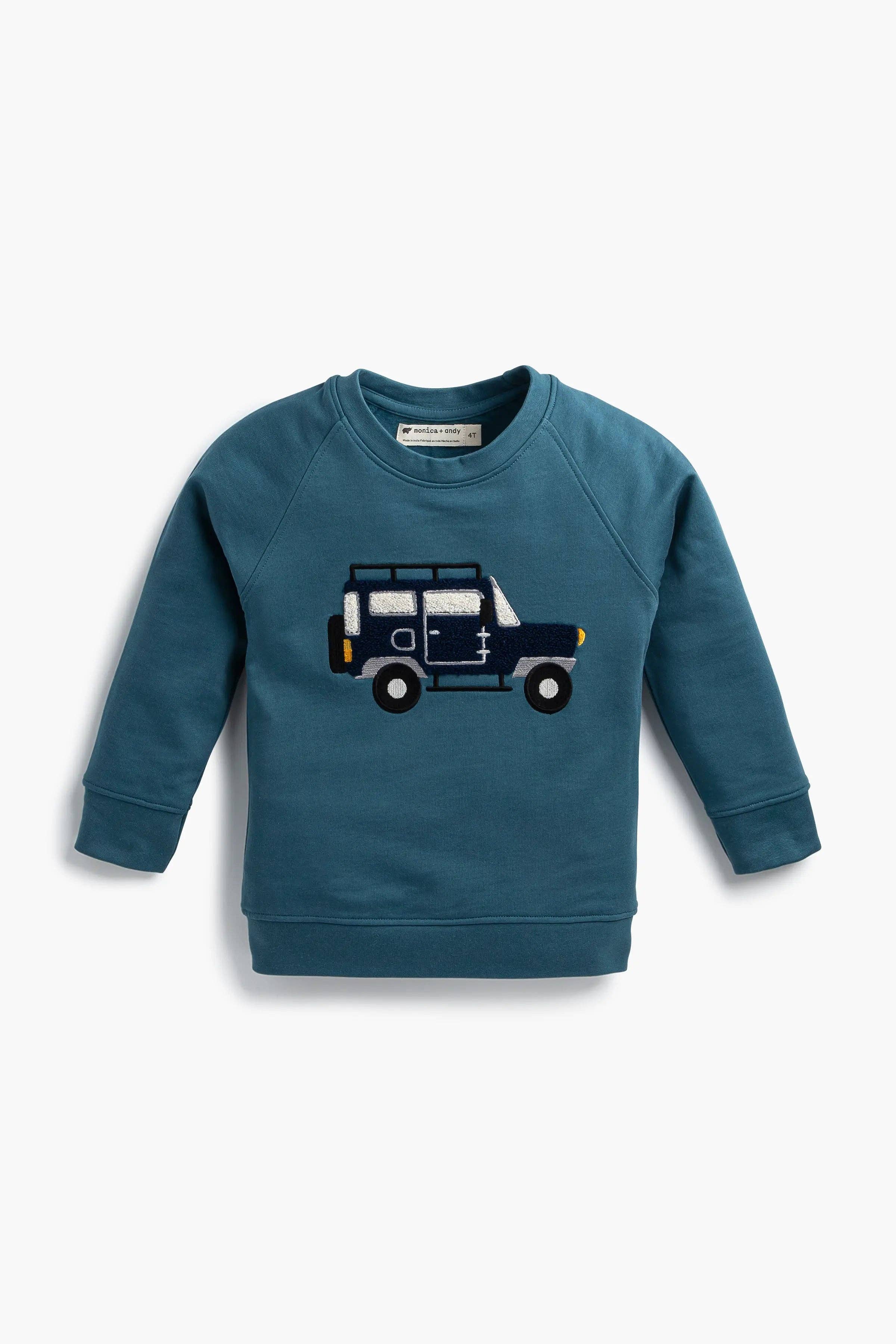 Monica + Andy - Wholesale Sweatshirt - Kids - Back to School Embroidered Crewneck Sweatshirt_Explorer Car0