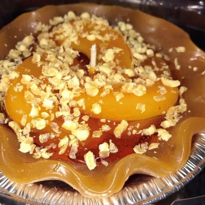 5" Peach Pie Tart Candle for wholesale by Home Style Candle Company