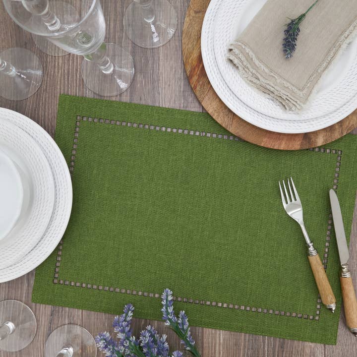 Saro Lifestyle - Wholesale Placemat - Laser-Cut Hemstitch Placemat