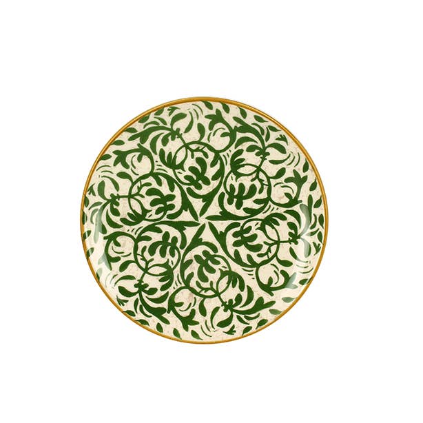 Novastyl - Wholesale Dinner Plate - HÉRACLÉE dessert plate 19cm in stoneware with green decor2