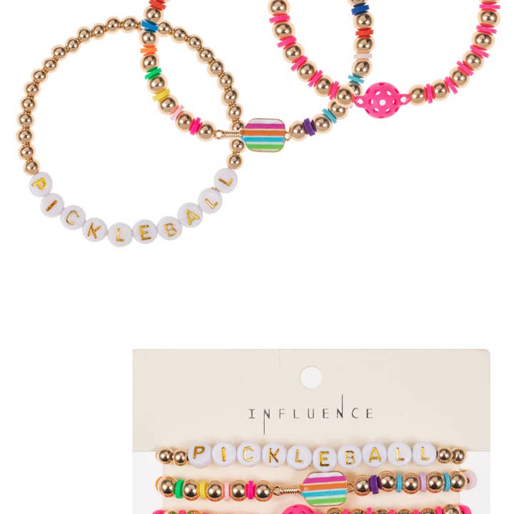 Designature New York - Wholesale Jewelry Set - Sports Pickleball Shaped 3 Set Stretch Bracelet2