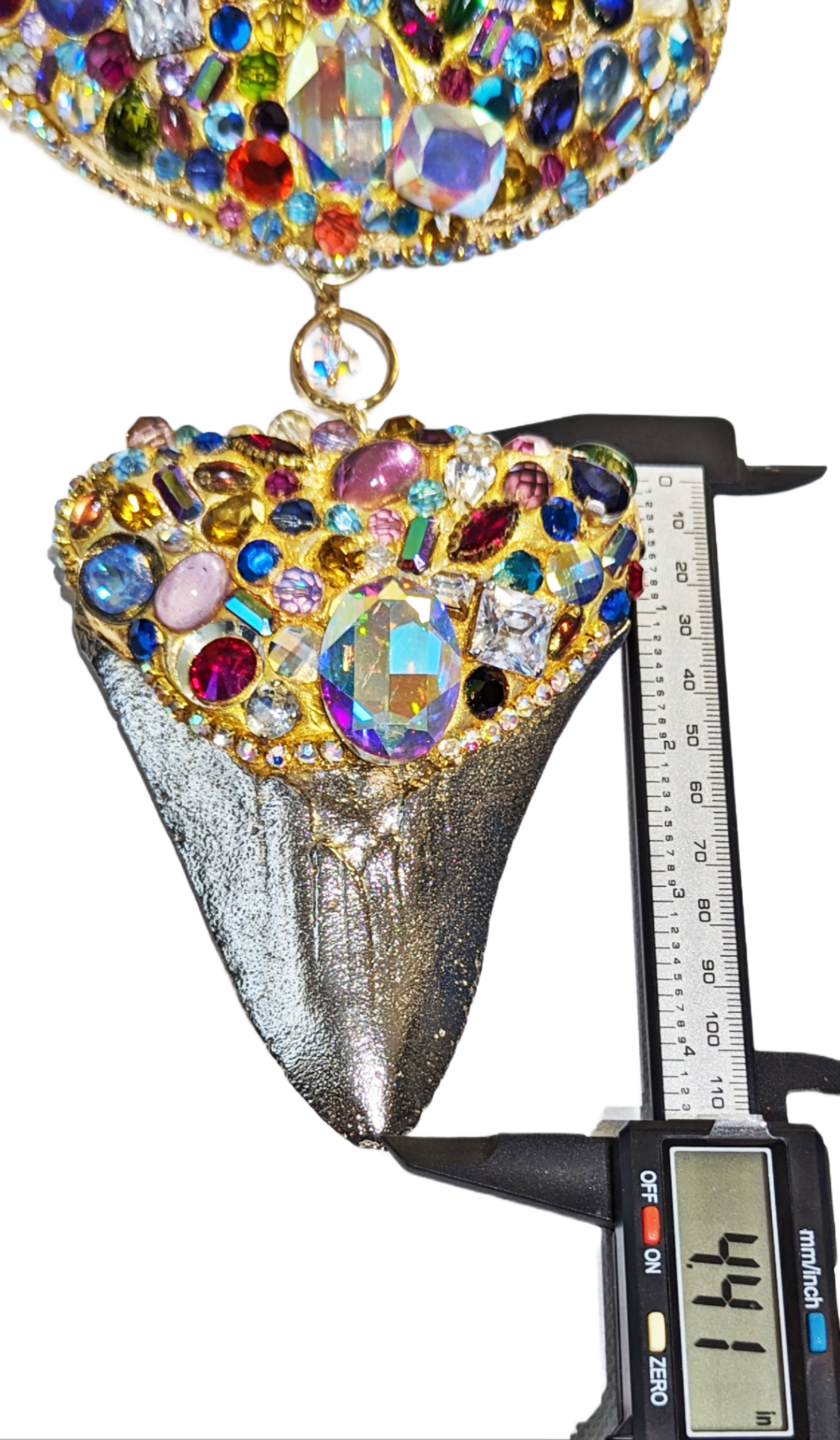 Gay Isber Designs - Wholesale Pendant/Charm Necklace - Shark Tooth Fossil Replica Chrome Plated Silver Gold Combo Swarovski Jewels Sugar Gay Isber4