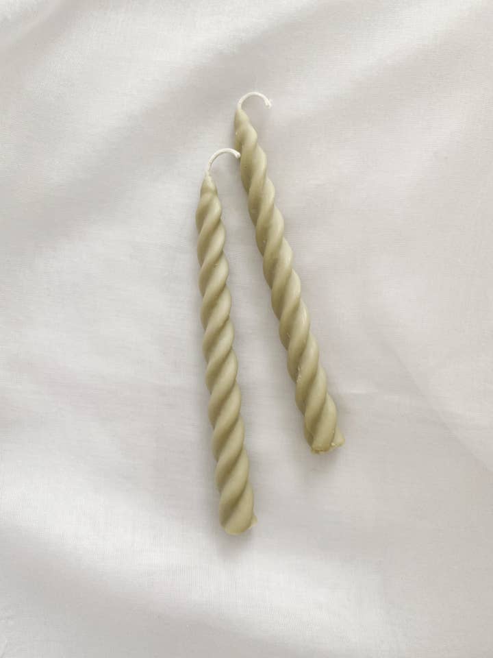 Taupe Twirl Candle sticks Set. Vegan, soy. for wholesale by SoieLondon