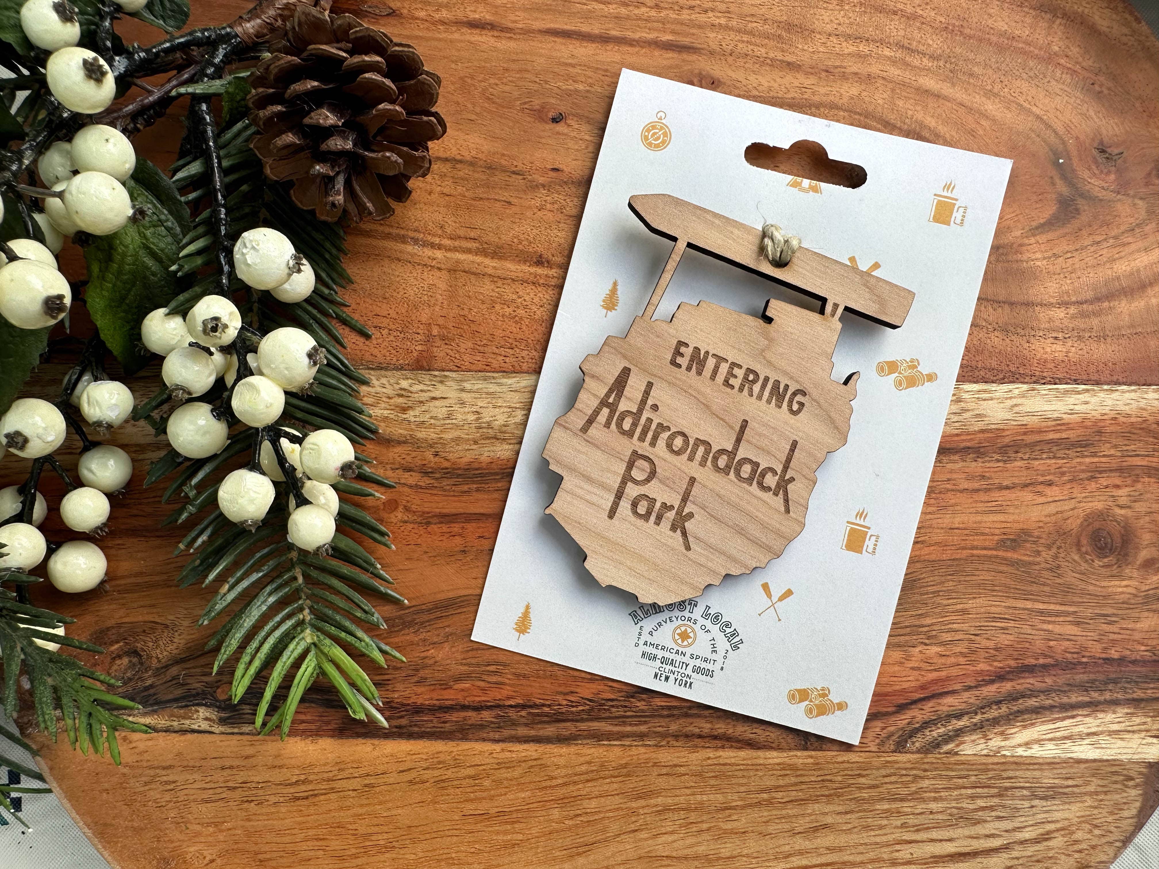 Almost Local - Wholesale Ornament - Entering Adirondack Park Wooden Ornament2