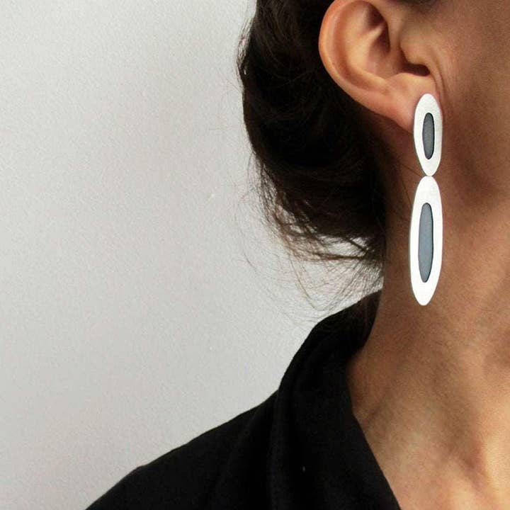 Kimya Joyas - Wholesale Dangle Earrings - Asymmetrical Silver Post Earrings1