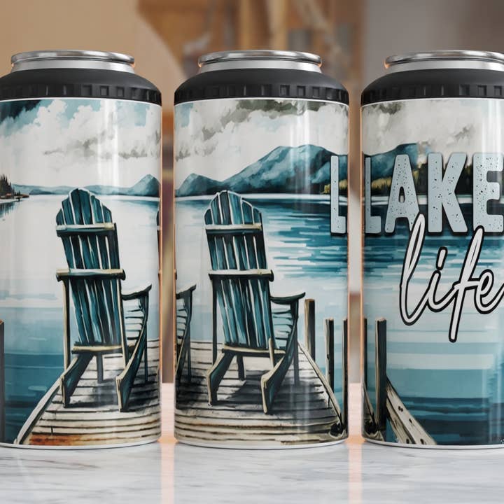 Raffreddatore per lattine 4 in 1 | Lake Life per la vendita all'ingrosso da parte di Livy Lou Designs + Co