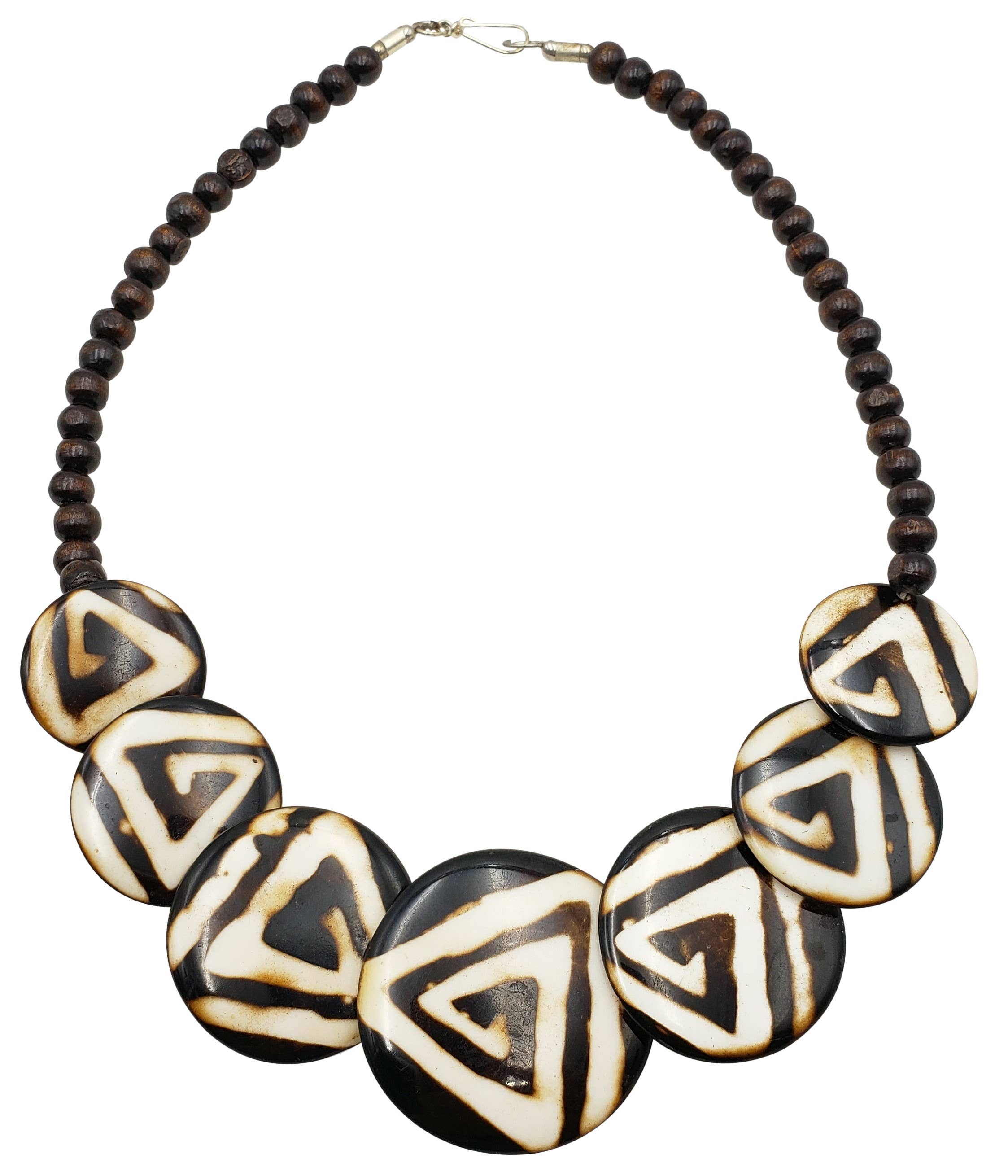 Treasure Jewelry - Venta al por mayor Collares de cuentas/perlas - Collar de resina con diseño batik y cuentas de madera0