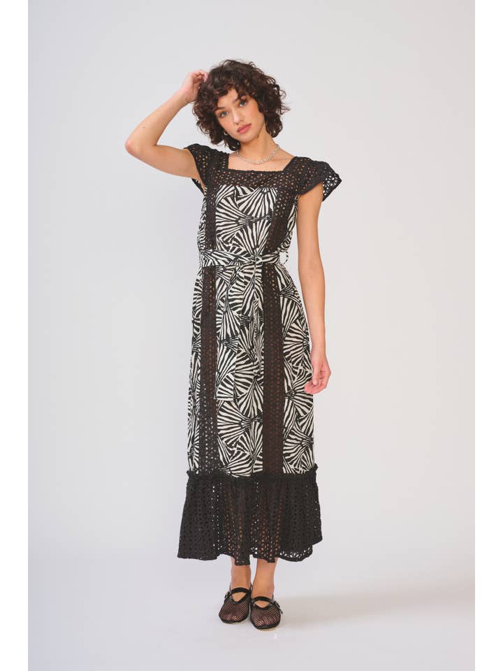 BLK WHT PETAL STORMI DRESS for wholesale on Faire1