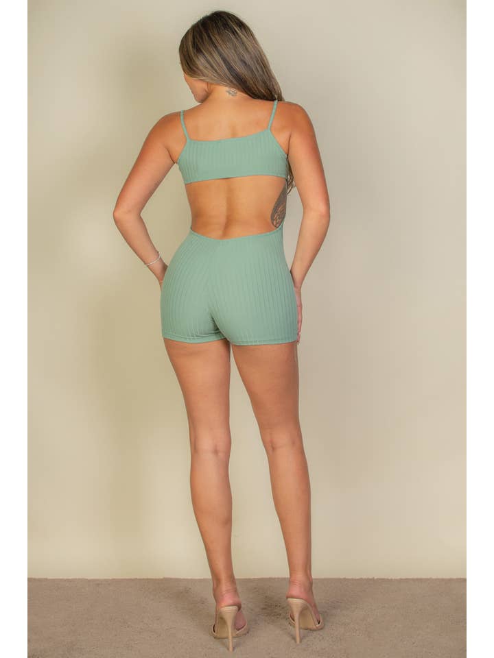 CAPELLA APPAREL - Wholesale Romper - Women's - Ribbed Sleeveless Back Cutout Bodycon Romper16