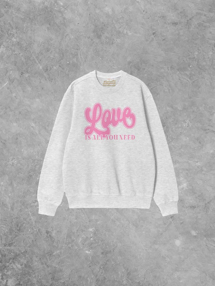 The Clandestine Underground - Wholesale Graphic sweatshirt – Women’s - Love Is All You Need Boxy Cotton 90's Sweatshirt3