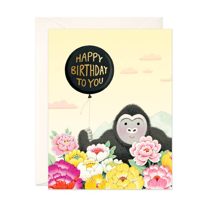 JooJoo Paper - Wholesale Birthday Card - Shy Gorilla Birthday Greeting Card