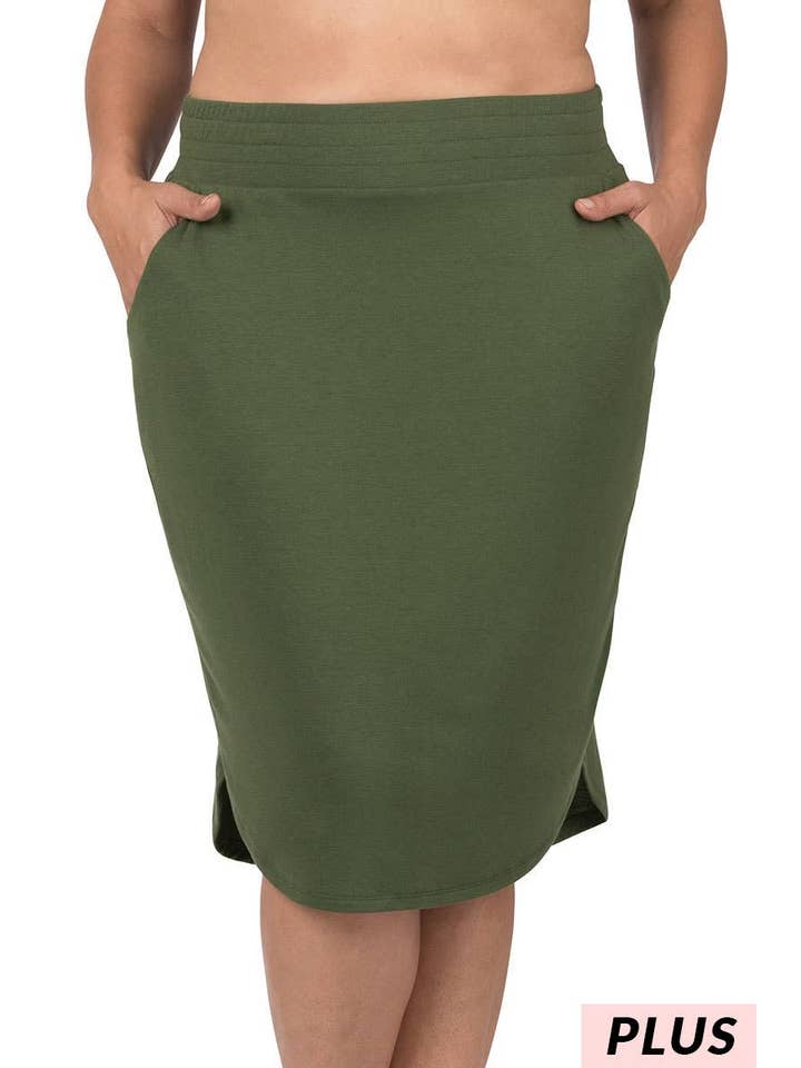 Vanilla Monkey - Wholesale Skirt - Women's - Plus Elastic Waist Tulip Hem Skirt
