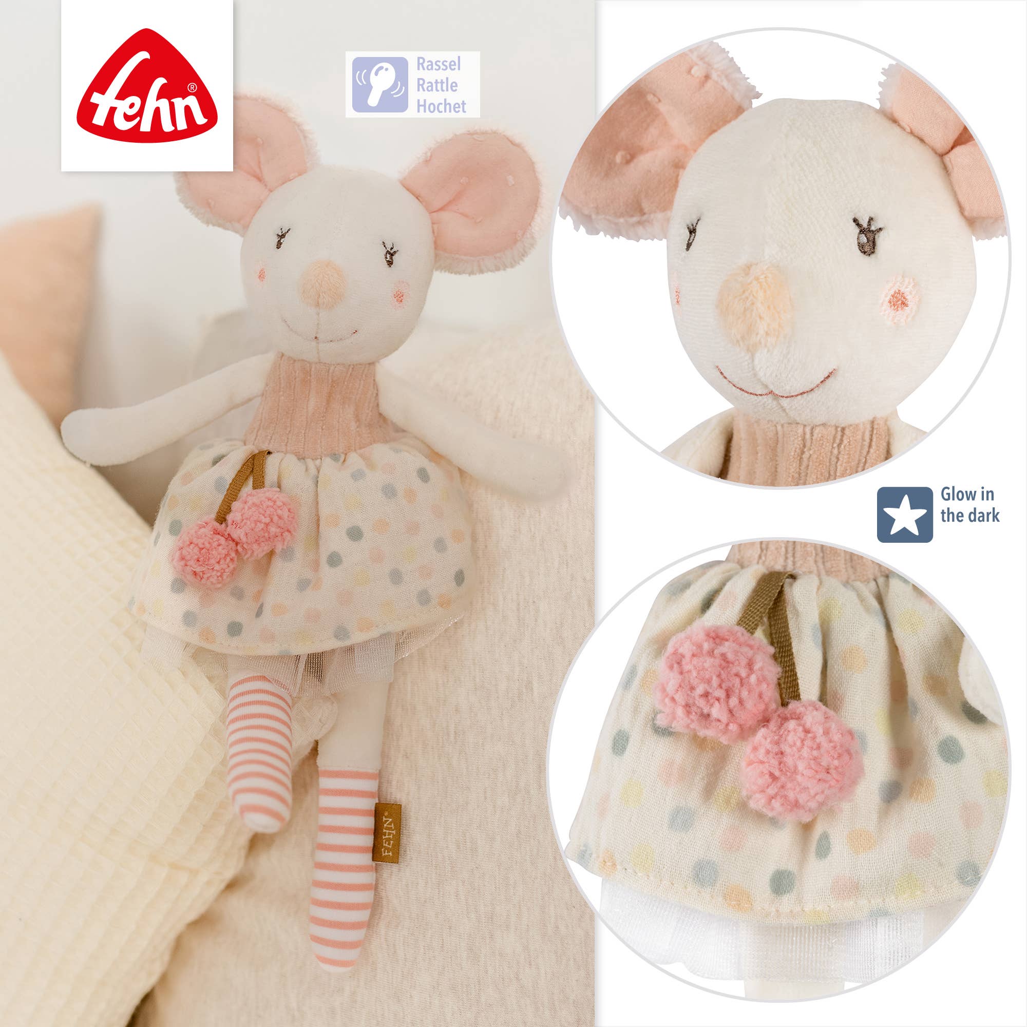 Fehn - Wholesale Stuffed/Plush Toy - Kids & Baby - Bean bag mouse - stuffed animal & cuddly friend4