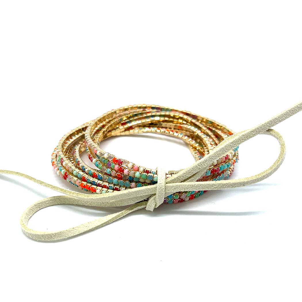 Fashion City – Conjunto de joias por atacado – Pulseiras de Pedra de Cristal Stretch Stretch de 12 Camadas 12