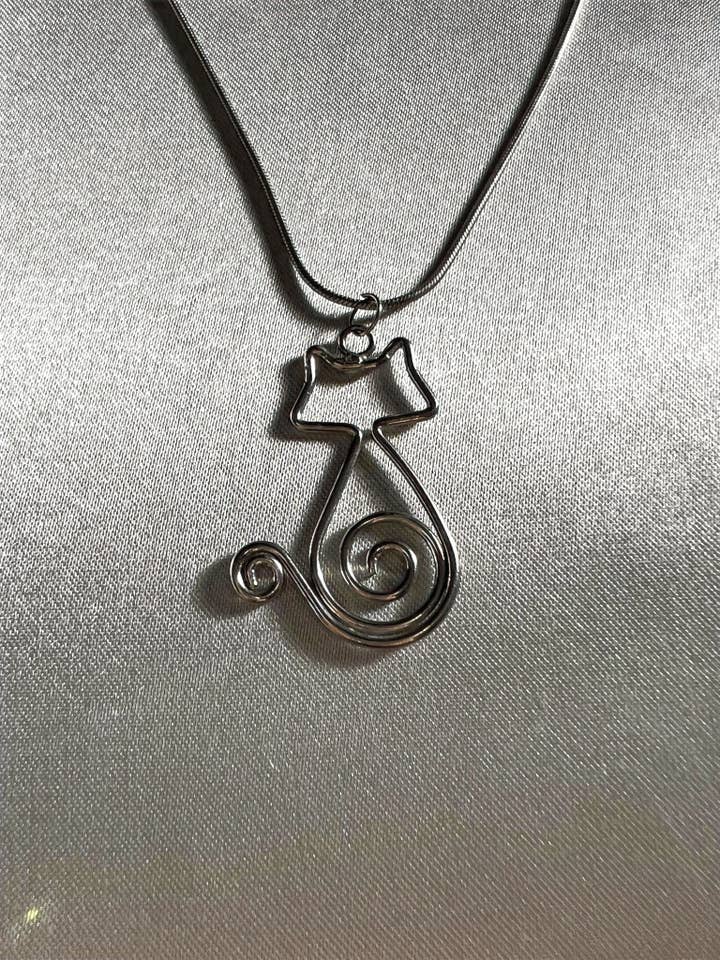 Wire Cat Necklace for wholesale by Sapphire Seren