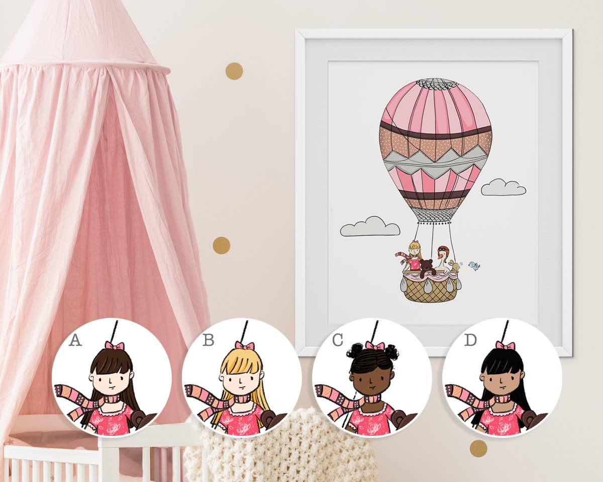 Little Sharks - Wholesale Art Print - Hot Air Balloon Girl Print3