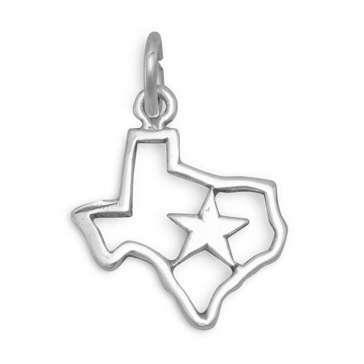 Silver or Gold Texas with Star Charm for wholesale by Silver Stars Collection